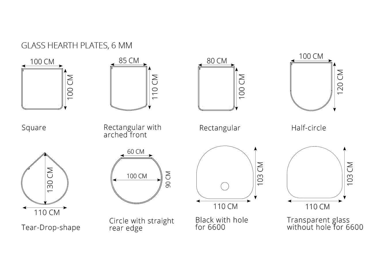 produktoversigt GLASS HEARTH PLATES 6 MM us NY